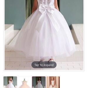 Elegant White Flower Girl Dress with Bow